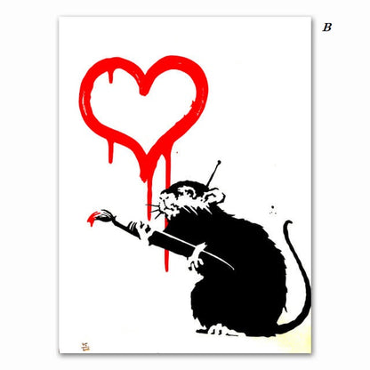 Banksy Art Canvas Prints | Minimalist Black and White Wall Art Inspirational Poster For Modern Living Room Teenage Room Office Décor