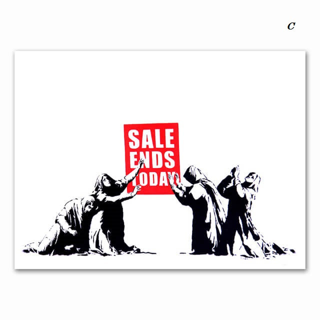 Banksy Art Canvas Prints | Minimalist Black and White Wall Art Inspirational Poster For Modern Living Room Teenage Room Office Décor