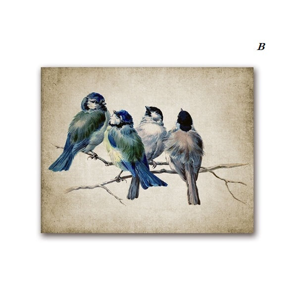 Birds Canvas Prints | Minimalist Poster A Perch of Birds by Hector Giacomelli Wall Art For Living Room Bedroom Office Home Décor