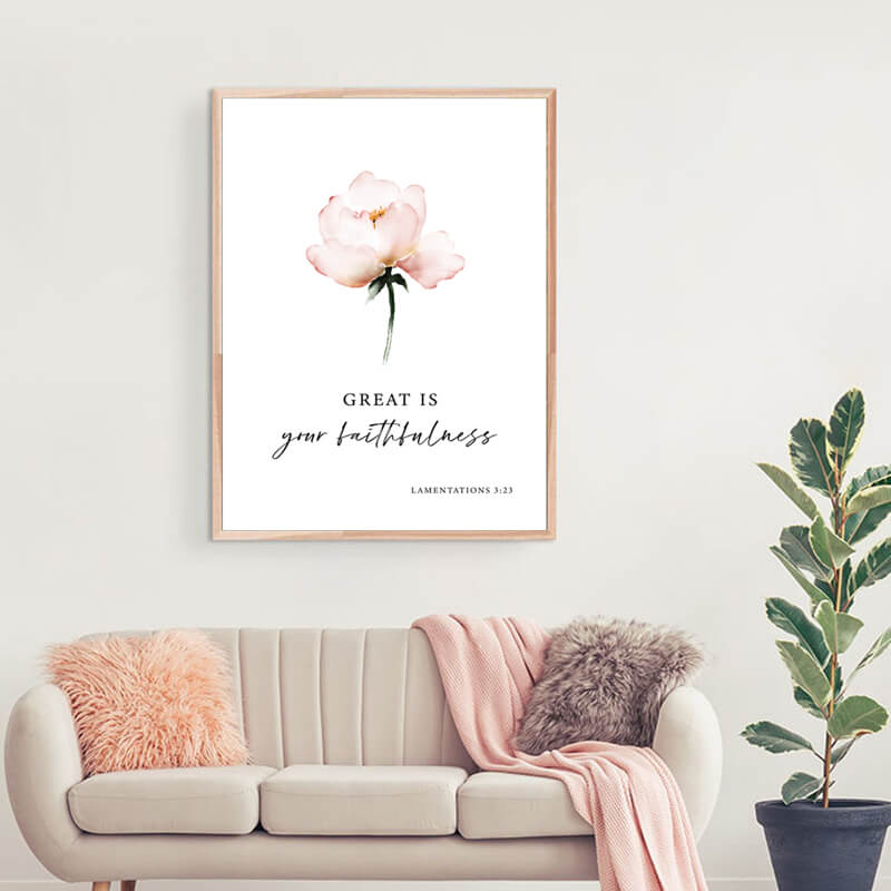 Bible Verse Minimalist Watercolor Flowers Canvas Prints | Inspirational Scripture Quotes Nordic Poster For Living Room Bedroom Home Décor