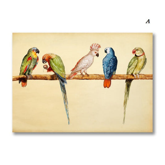 Birds Canvas Prints | Minimalist Poster A Perch of Birds by Hector Giacomelli Wall Art For Living Room Bedroom Office Home Décor