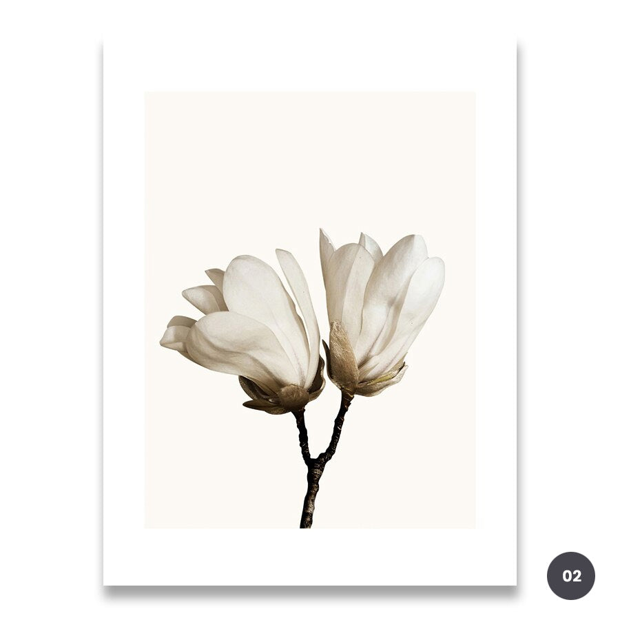 Minimalist Feather Floral Canvas Prints | Modern Beige White Wall Art For Living Room Dining Room Bedroom Home Art Decor