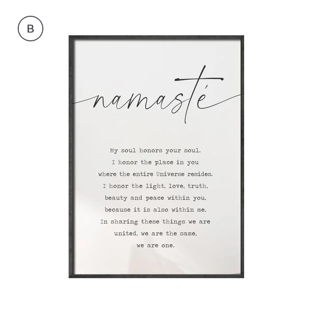 Namaste Quotation Yoga Canvas Print Minimalist Meditation Inspirational Pictures For Living Room Bedroom Home Decor