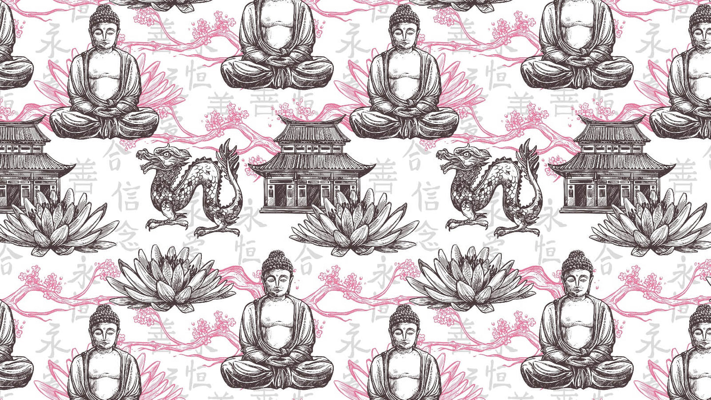 Buddha Meditation Pattern Mural Wallpaper (SqM)