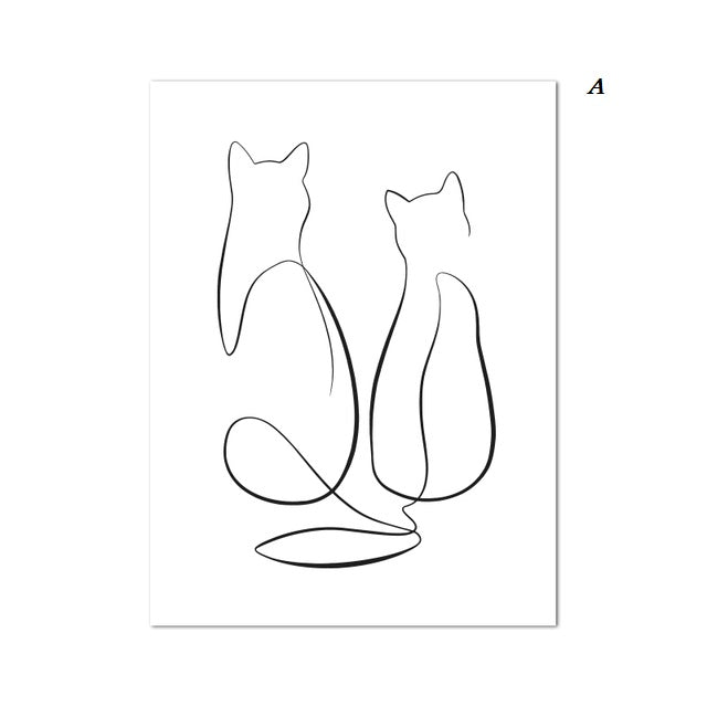 Abstract Couple Minimalist Line Art Canvas Prints | Black and White Drawing Sketch Poster Scandinavian Wall Art For Modern Loft Living Room Bedroom Décor