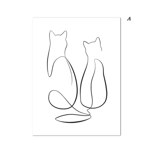 Abstract Couple Minimalist Line Art Canvas Prints | Black and White Drawing Sketch Poster Scandinavian Wall Art For Modern Loft Living Room Bedroom Décor
