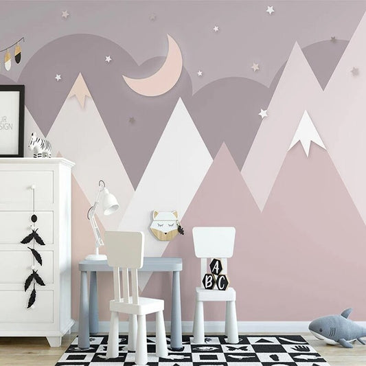 Cartoon Mountain Peak Pastel Mural Wallpaper (SqM)