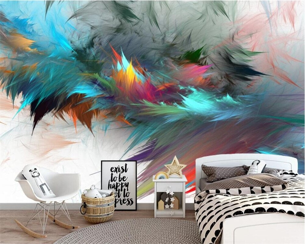 Colorful Feathers Abstract Mural Wallpaper (SqM)