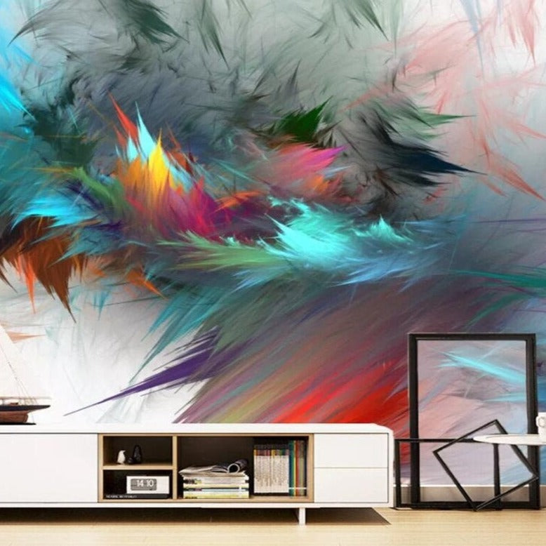 Colorful Feathers Abstract Mural Wallpaper (SqM)