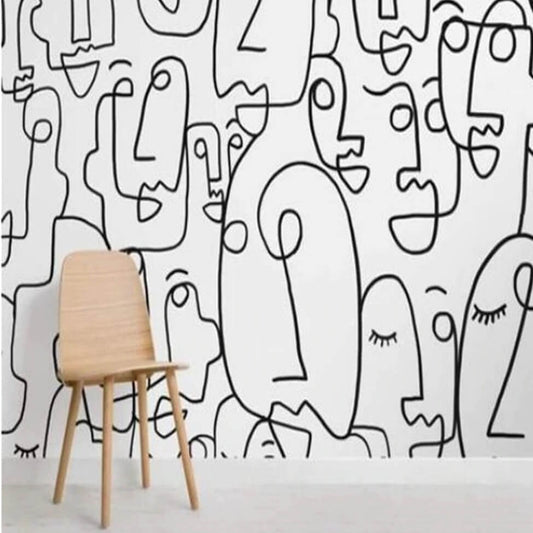 Large Face Drawing Mural Wallpaper (SqM)