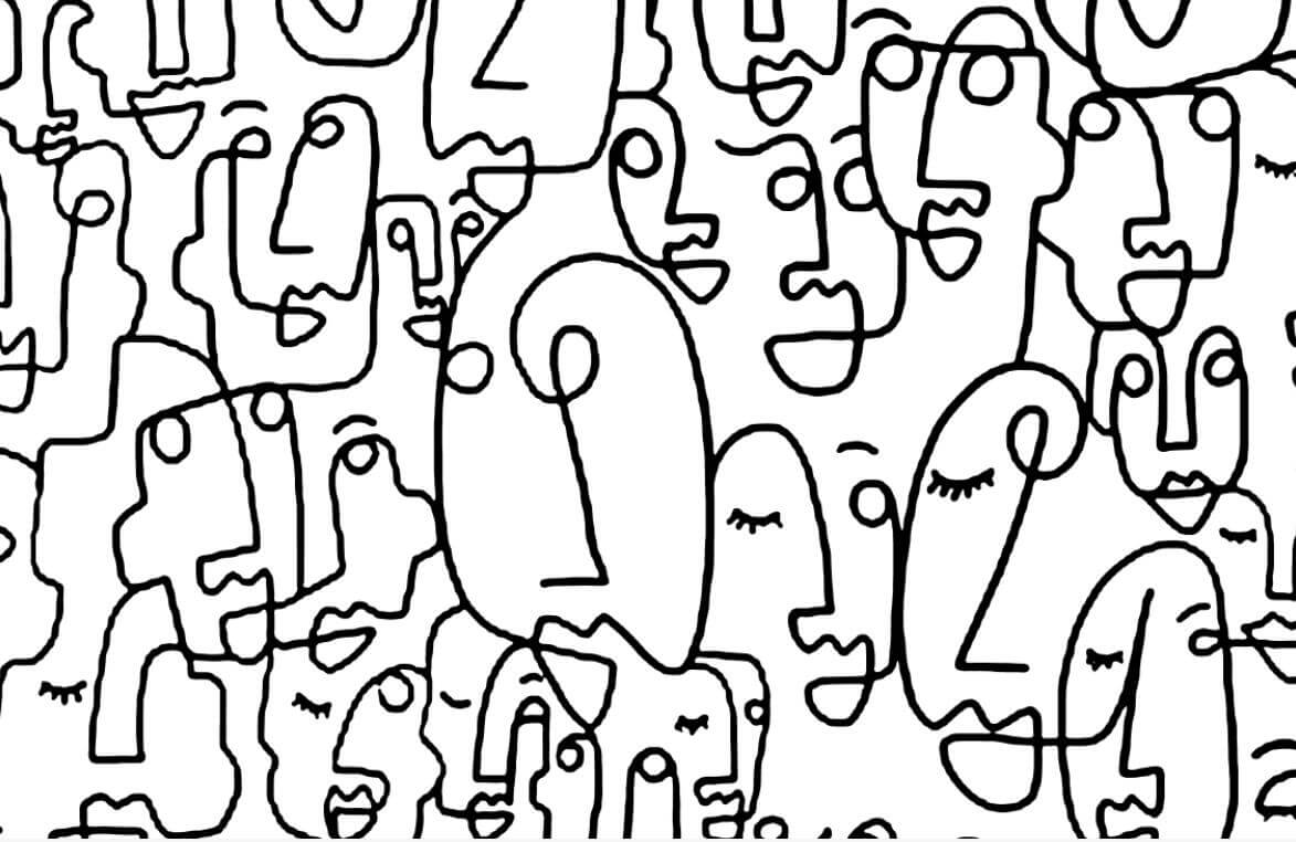 Large Face Drawing Mural Wallpaper (SqM)