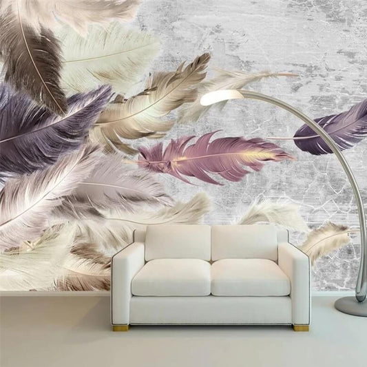 Pastel Feathers Mural Wallpaper (SqM)