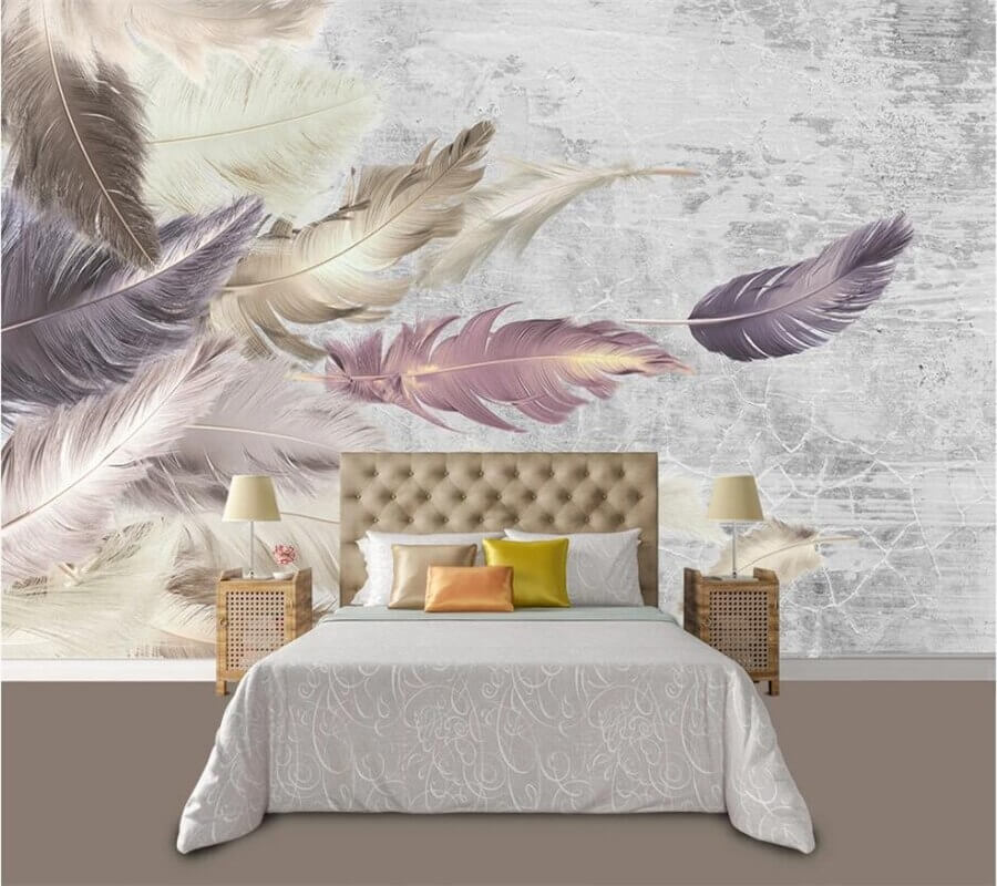 Pastel Feathers Mural Wallpaper (SqM)