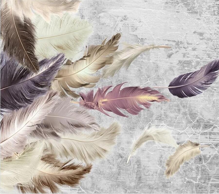 Pastel Feathers Mural Wallpaper (SqM)