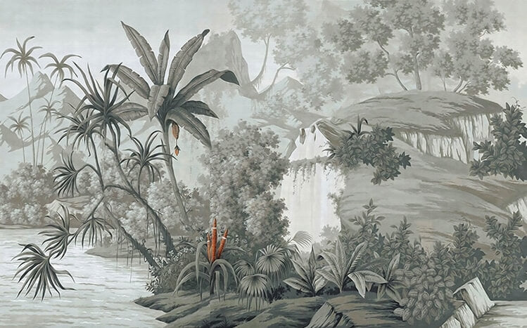 Pastoral Gray Rainforest Mural Wallpaper (SqM)