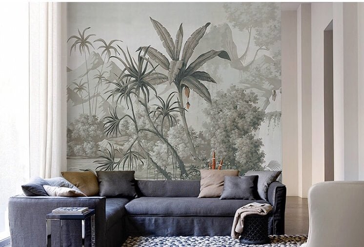 Pastoral Gray Rainforest Mural Wallpaper (SqM)