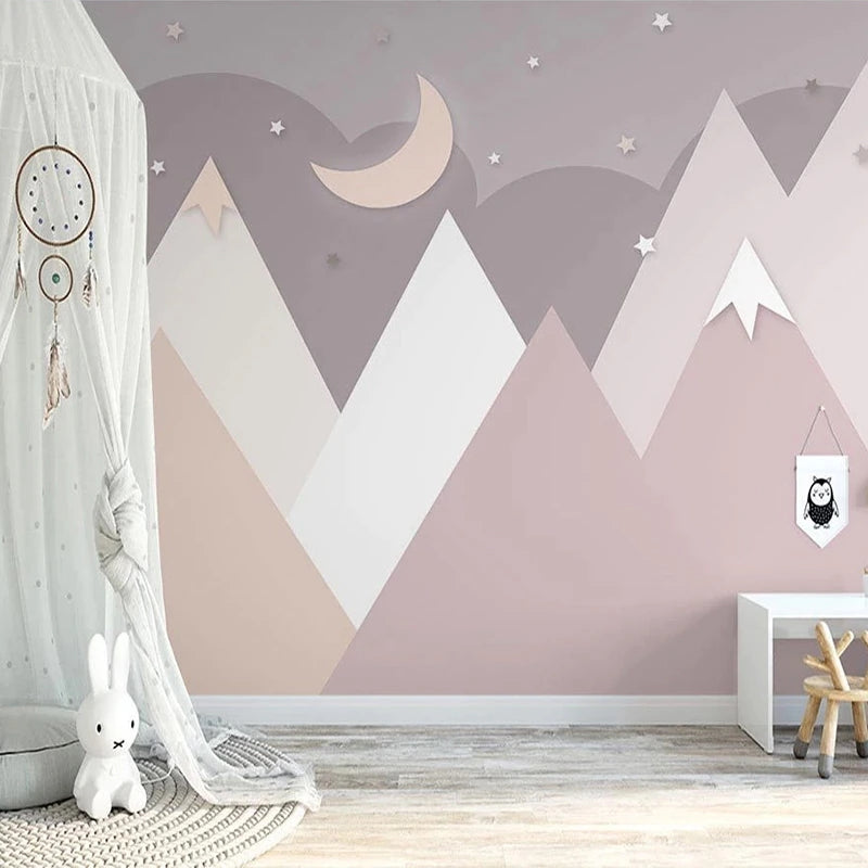 Cartoon Mountain Peak Pastel Mural Wallpaper (SqM)