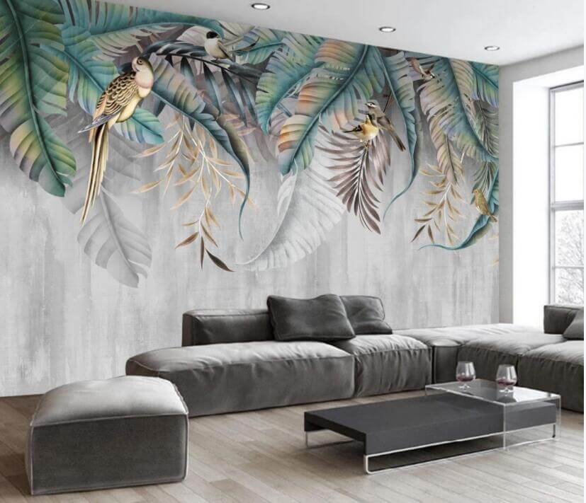 Falling Banana Leaves Mural Wallpaper (SqM)