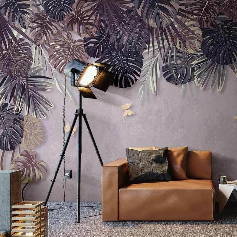 Dark Monstera Leaves Mural Wallpaper (SqM)