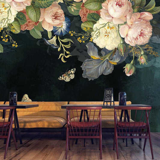 Dark Pastoral Flowers Mural Wallpaper (SqM)