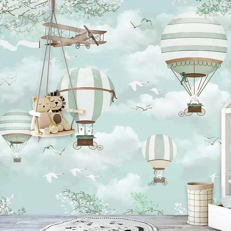 Flying Balloon Adventure Mural Wallpaper  (SqM)
