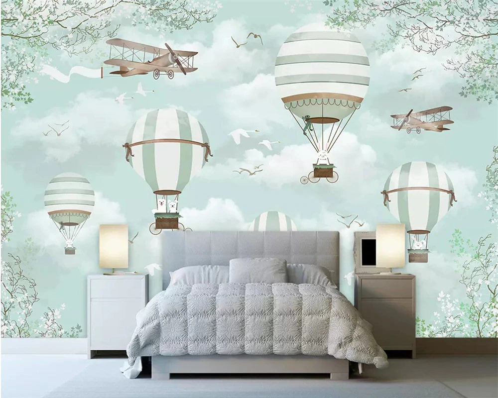 Flying Balloon Adventure Mural Wallpaper  (SqM)