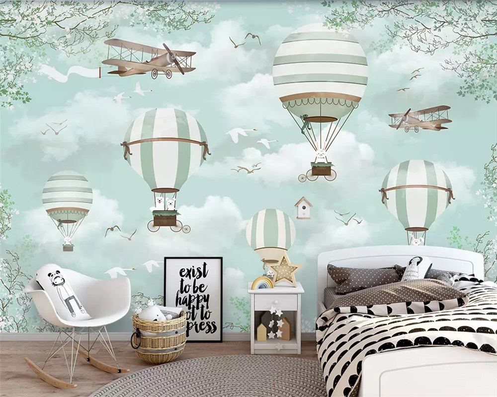 Flying Balloon Adventure Mural Wallpaper  (SqM)