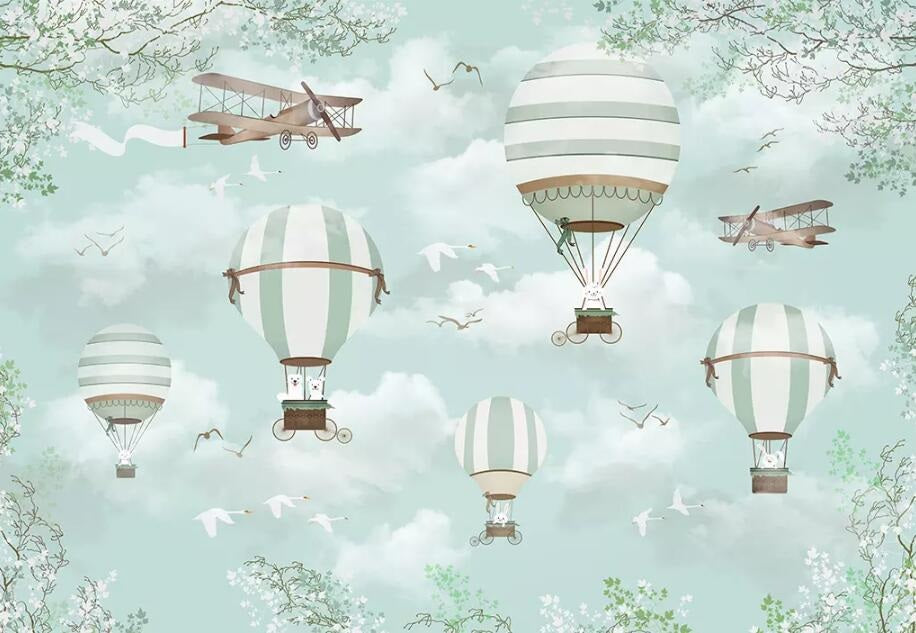 Flying Balloon Adventure Mural Wallpaper  (SqM)