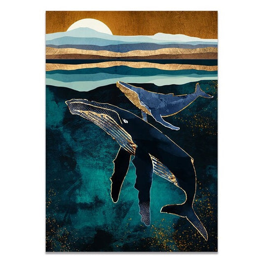 Deep Ocean Whales Canvas Print