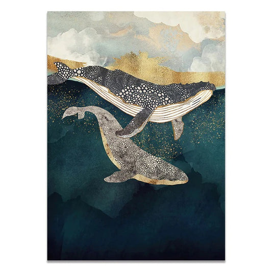 Whales Couple Canvas Print