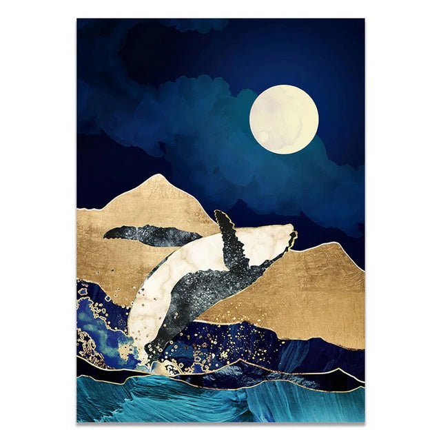 Moonlight Whale Canvas Print