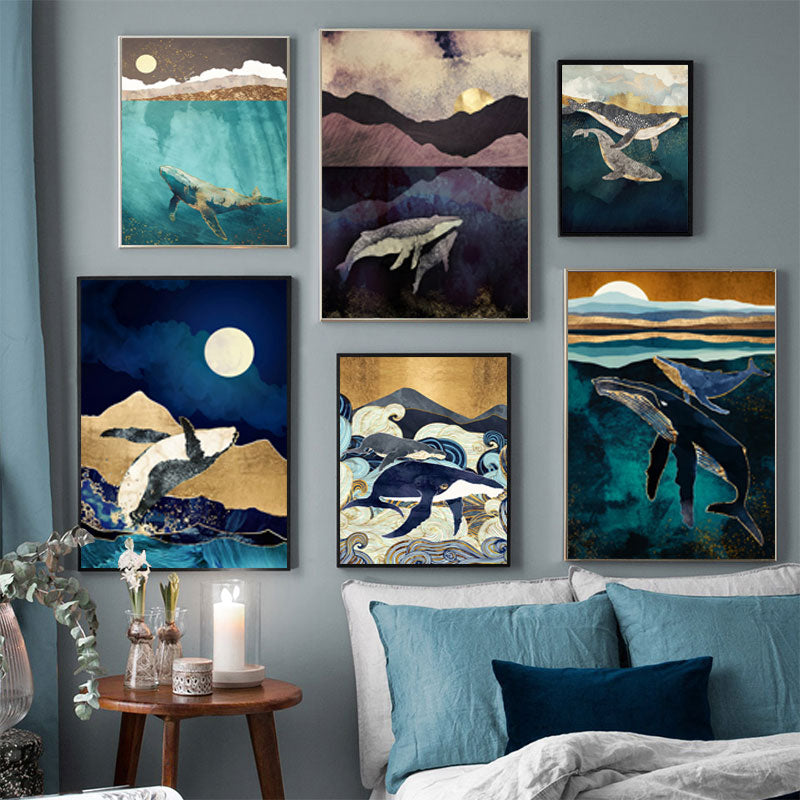 Abstract Whales Canvas Print