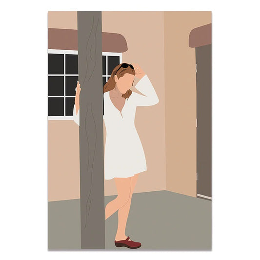 Vintage Walking Girl Canvas Print