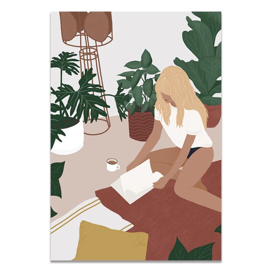 Vintage Reading Girl Canvas Print