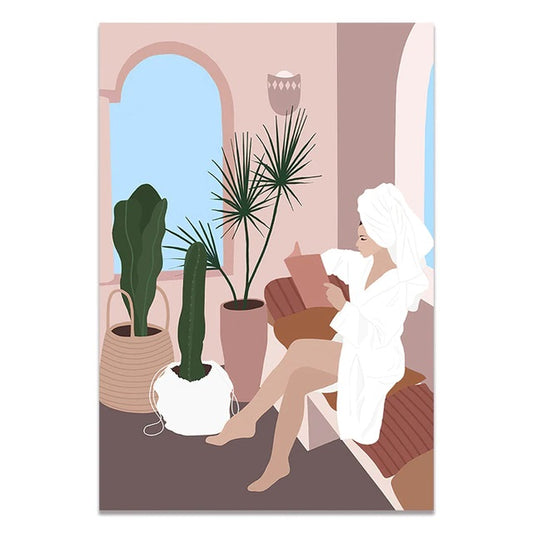 Vintage Relaxing Girl Canvas Print