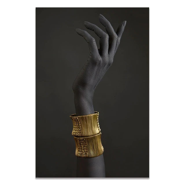 Black and Gold Hands Canvas Print