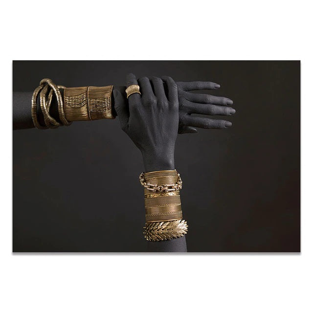 Black and Gold Hands Canvas Print
