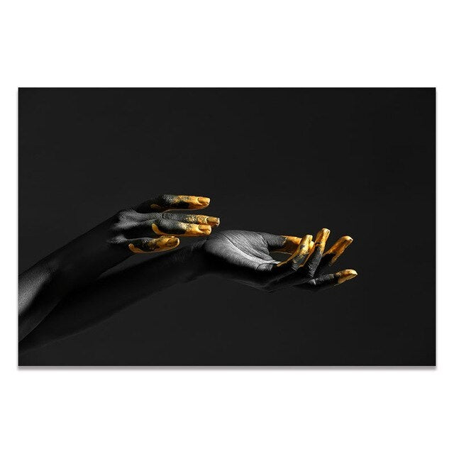 Black and Gold Hands Canvas Print