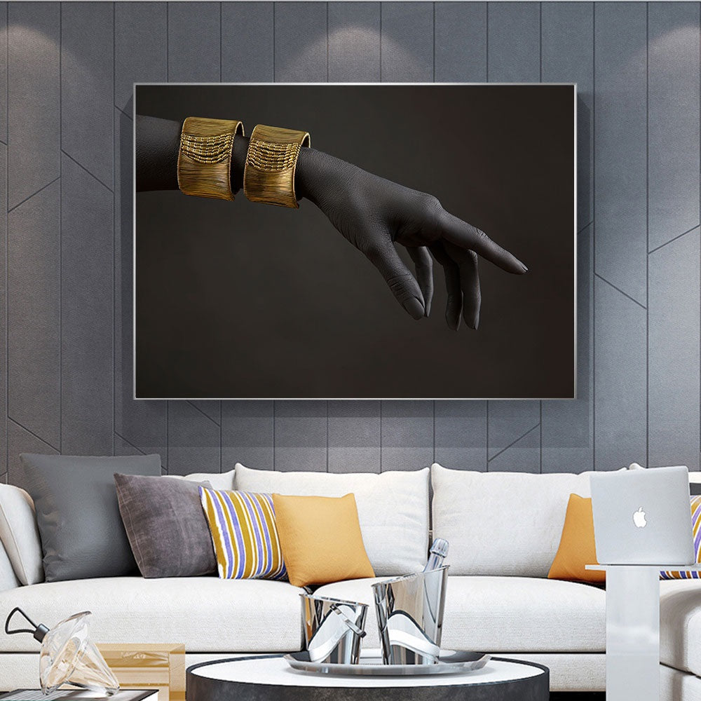 Black and Gold Hands Canvas Print