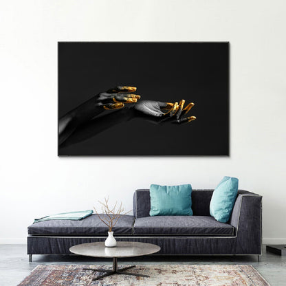 Black and Gold Hands Canvas Print