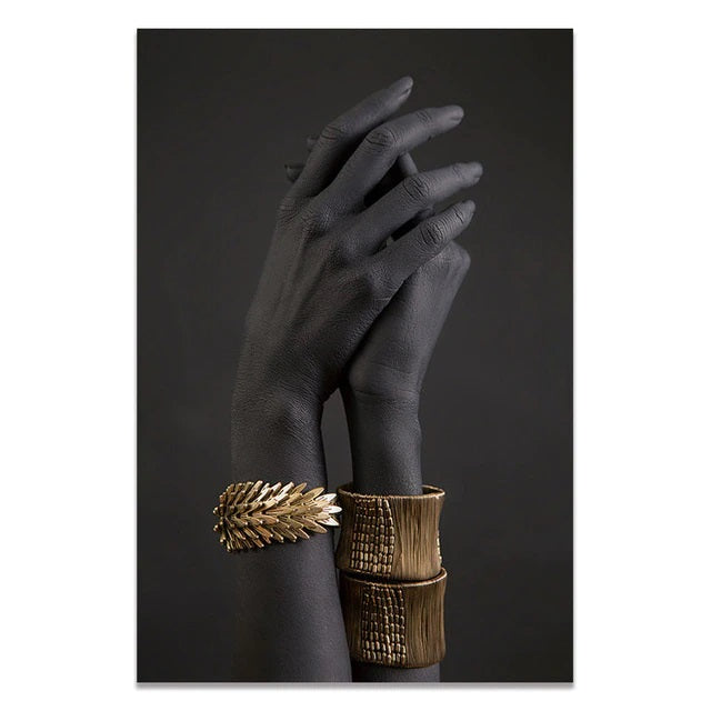 Black and Gold Hands Canvas Print