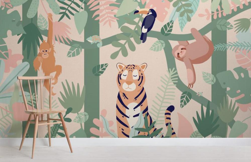 Buddies Jungle Animal Mural Wallpaper (SqM)