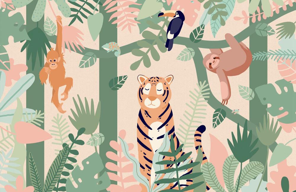 Buddies Jungle Animal Mural Wallpaper (SqM)