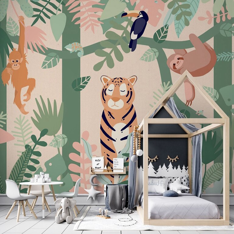 Buddies Jungle Animal Mural Wallpaper (SqM)