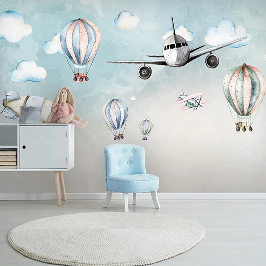 Cartoon Airplane Mural Wallpaper (SqM)