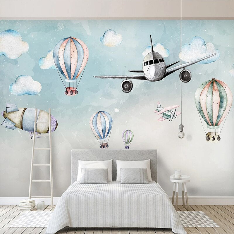 Cartoon Airplane Mural Wallpaper (SqM)