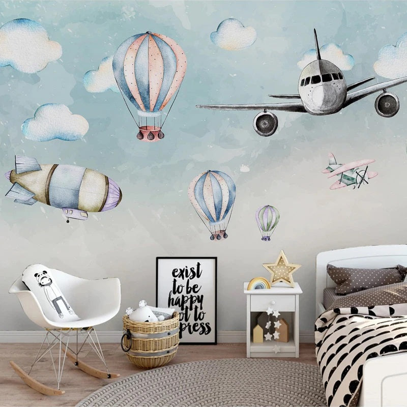 Cartoon Airplane Mural Wallpaper (SqM)