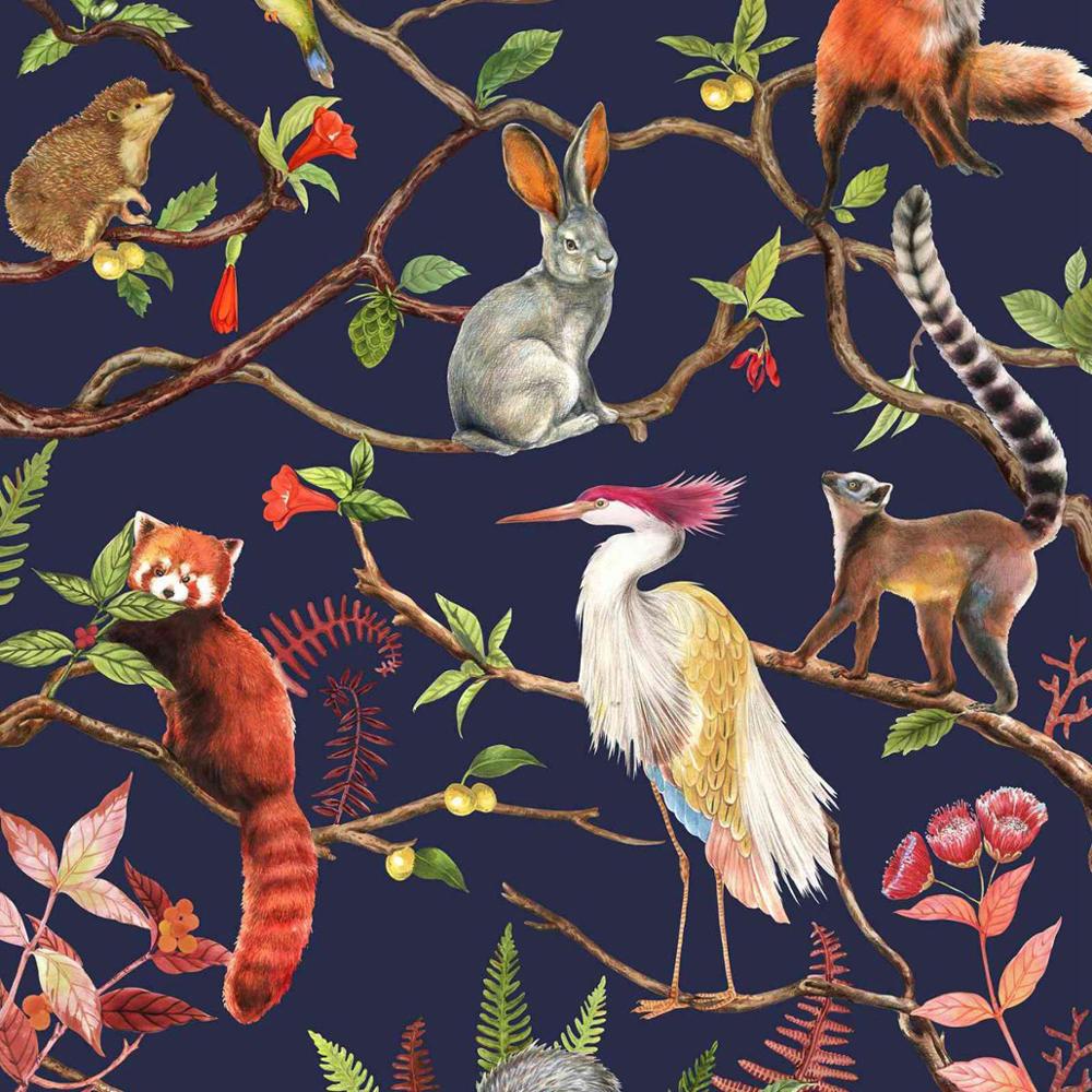 Chinoiserie Forest Animals Mural Wallpaper (SqM)