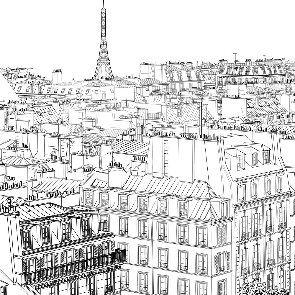 Parisian City Sketch Mural Wallpaper (SqM)