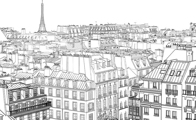 Parisian City Sketch Mural Wallpaper (SqM)